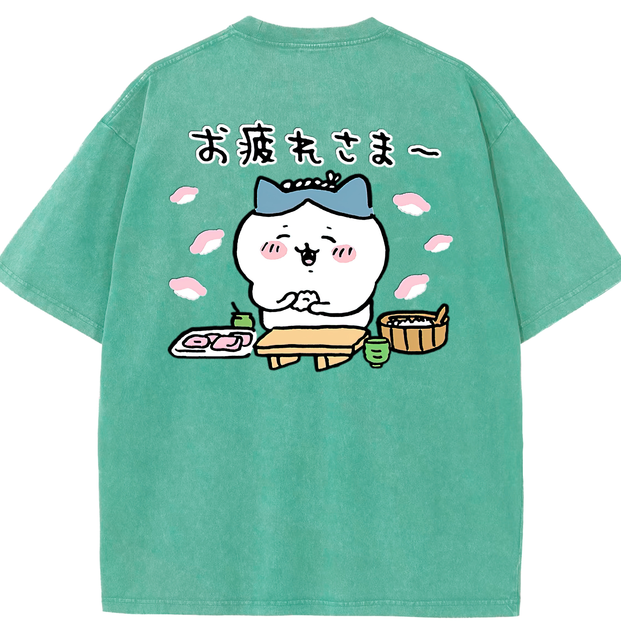 （画像用） ちいかわ ハチワレ Chii-kawa hachiware 綿100% ヴィンテージ風 半袖Tシャツ（背面プリント）